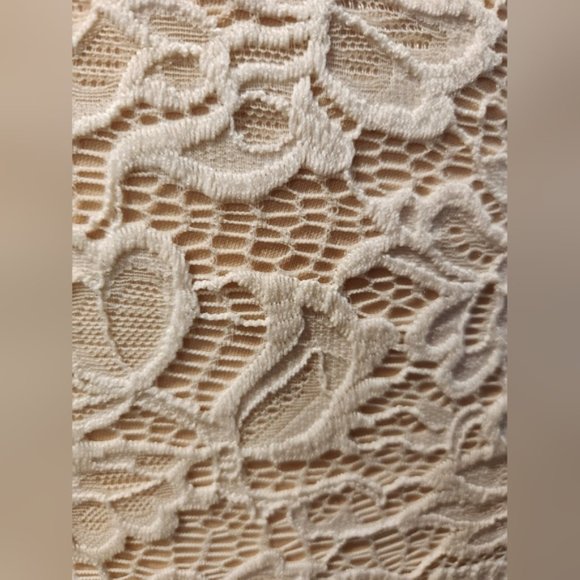 SOLD - Beautiful White Lace Midi Dress with Spaghetti Straps - Picture 7 of 9